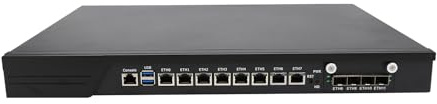 ANDAQI 1U Firewall Appliance, Mikrotik, OPNsense, Untangle, Sophos, Kerio, VPN, Network Rackmount, I3 7100, RJ10, 8 x I211 LAN, 4 x SFP+ 10GbE X710, 4G RAM, 32G SSD