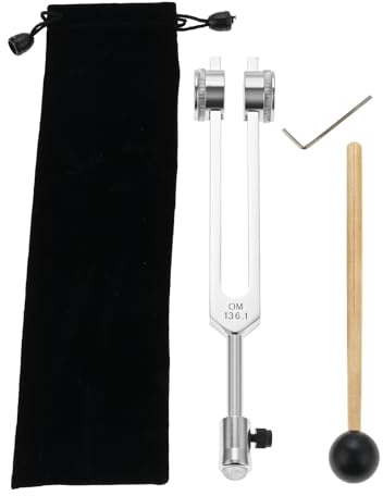 DRELD 136,1Hz Gewichtete Stimmgabel.Aluminiumlegierung Tuner mit Silikonhammer, Kristallverlängerung, Samtbeutel, Inbusschlüssel für Haut, Haare, Knochen, Gelenke, Muskelentspannung