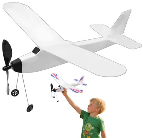 Airplanes For Kids - 15.5in, Electric Aeroplane Toy | Rubber Band Glider Aircraft - Hand-Thrown Toy | Durable PP | Outdoor Fun - STEM Learning | Boys Girls