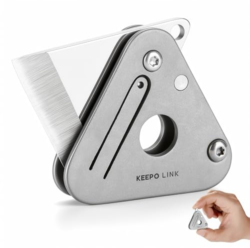 KEEPO LINK Kleines Taschenmesser für Männer, Titan-EDC-Messer, Dreieck | Faltmesser, Schlüsselanhänger-Multitool, Kartonmesser für den täglichen Gebrauch, Camping, Wandern und Outdoor