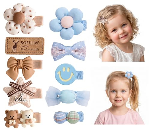ARYIMYDP 10 Pinzas para el Cabello Flores para Bebé Niña, Antideslizantes para Pelo Fino Grueso Rizado, Sujetan Coletas Trenzas, Ideales para Colegio Diario Bautizo