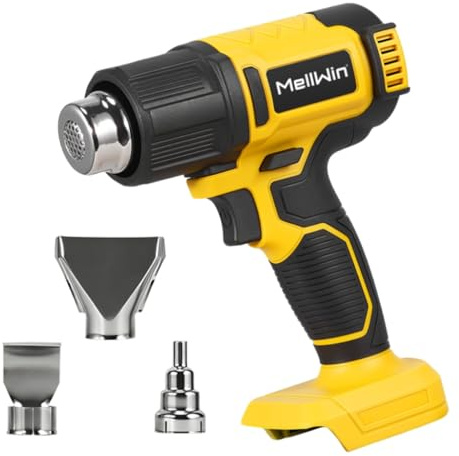 Pistola de aire caliente de 2000 W – Boquilla de aire caliente inalámbrica de 60–540 °C, 100–500 l/min, pantalla LED digital, 3 boquillas, termocontracción y soldar (batería no incluida)