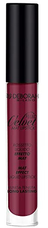 Deborah Fluid Velvet Lipstick N.09 Purple Wine Lunga Tenuta, con Mix di Oli per Labbra Idratate, Morbide e Vellutate