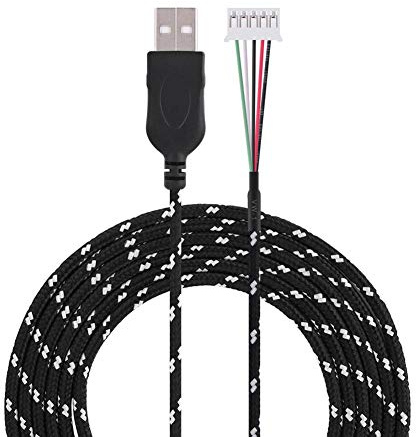 Richer-R 2.2 Meters USB Mouse Lines Wire Cable Replacement Part Repair Accessory for Mouse(Black+White)
