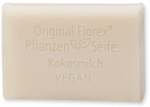 Florex Vegane Pflanzenölseife - Kokosmilch - cremige Öle verwöhnen und pflegen die Haut 100 g