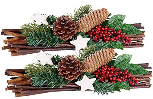 Britesta Gestecke Weihnachten: 2er-Set Handgefertigte Weihnachts- & Adventsgestecke, Tannenzapfen (Weihnachtsgesteck, Dekorationen Weihnachten, Adventskranz)