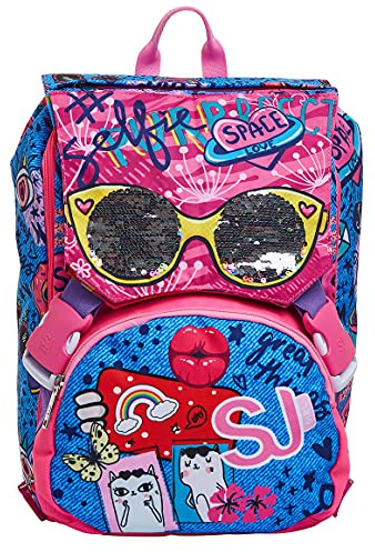 SJ GANG STYLE JAM GANG Schulranzen für Grundschule, ab 1. Klasse, Erweiterbarer Schulranzen, Extra Volumen; Geräumige Schultasche für Mädchen und Jungen, rosa-blau