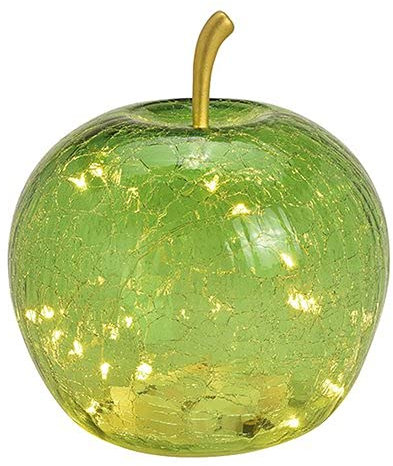 Dekoleuchte Apfel Leuchte (L) Glas, Hellgrün, Apfel Lampe mit LED Lichterkette, Dekolampe, Tischleuchte, Apfellampe