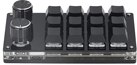 Septpenta Mechanische Gaming Tastatur, 12 Tasten DIY Programmierbare Tastatur mit 2 Verstellbaren Knöpfen, USB Kabel Plug and Play OSU Gaming Tastatur für Office Gaming Musikmedien