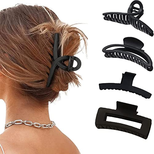4 Pinzas Hebillas De Pelo Grandes De Plástico, Pinza para el Pelo Mate, Grandes de Garra para Pelo Clip, para Mujeres Niñas