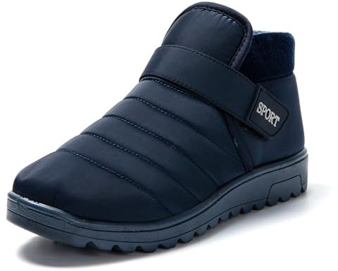 JOMIX Pantofole Stivali Invernali Uomo Ciabatte Chiuse Calde da Casa Scarpe Mocassini da Inverno Babbucce Pelose Comode con Chiusura a Strappo MU8662-3 (Blu Navy, 44)