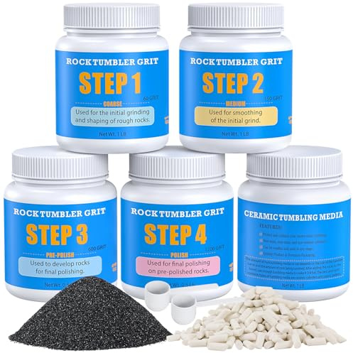 KoolStone Rock Tumbler Grit and Ceramic Tumbling Media 4 Pounds, Polish Up to 25 lbs. of Rocks, Polish Refill Media Kit, Compatible with Any Tumbler