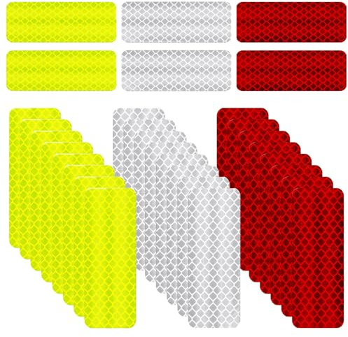 30 Stück Warnung Reflektierende Aufkleber Sicherheit Warnband, 3 * 8cm Reflektorband Selbstklebend, Auto Nacht Klebeband, Wasserdicht Reflektorband für Fahrrad Motorrad Helme Kleidung