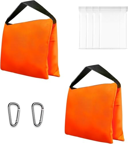EMART Sacs de Sable Usage Intensif Orange Studio Photo Poids Sac Saddlebag Design pour Photographie Stand Lumière Trépied, Terrasse Extérieure, Sports, Films Set, Productions en Direct -2 Packs