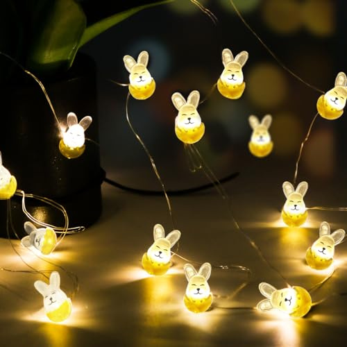 Wishstar Ljuskedja kaninfigurer påsk ljusslinga 220 cm mikro-LED påsk ljusslinga batteridrivna påsk med LED-påskdekorationer