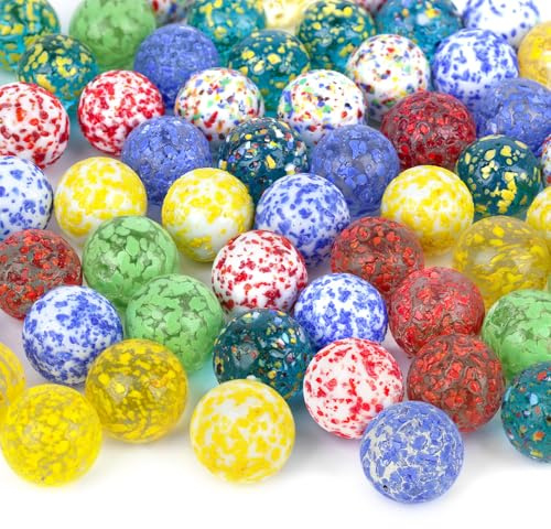 HAKACC 60 biglie di vetro, 16 mm, colori misti, per bambini e adulti, set di marmo, decorazione per la casa, riempitivo per vasi