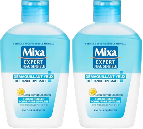 Mixa Expert Peau Sensible Démaquillant Yeux Tolérance Optimale, 125ml (Lot de 2)