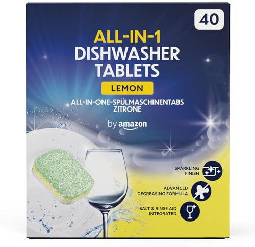 by Amazon - Pastiglie per Lavastoviglie All-in-One, al Limone, 40 capsule