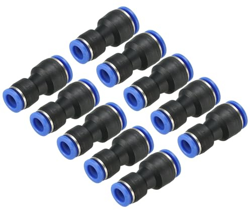 uxcell Push to Connector Fitting, 10mm to 8mm Tube OD Quick Connect Air Line Hose Pipe Fitting Straight Pneumatic Connector, Black 10Pcs