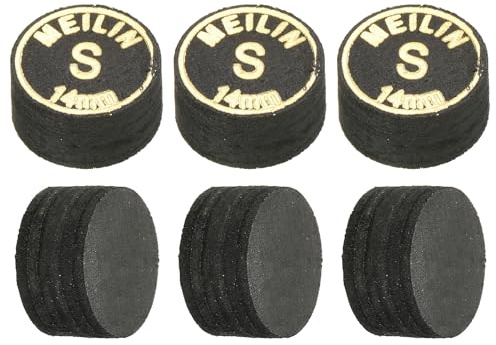 PATIKIL 14mm Pool Queue Spitzen, 6er Pack weiche mehrschichtige Billard Queue Spitzen laminiertes Klebe-Snooker Queue Spitzen Billard Zubehör, Schwarz