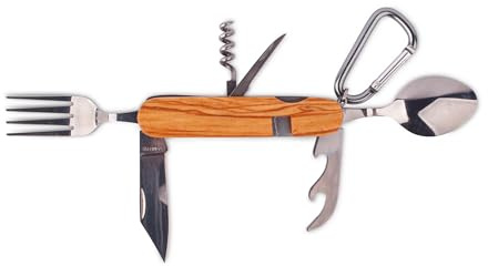 meinherzschlag - da boarische Outdoor Besteck | 1 Set | 5 Teile | Olivenholz | Camping-Utensilien