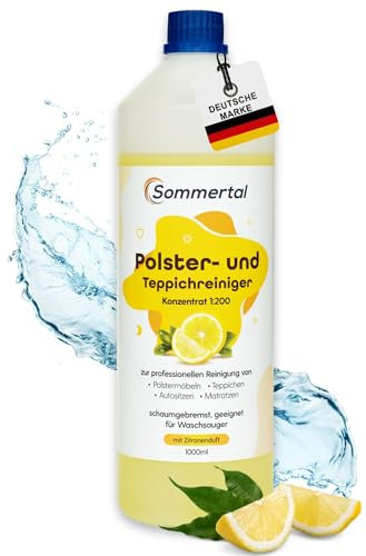 Sommertal Polsterreiniger und Teppichreiniger, 1L Profi Konzentrat, für über 40 Waschvorgänge, geeignet für Sofa, Polster, Auto Sitze, Teppich, Matratze, Waschsauger, Nasssauger & Handwäsche