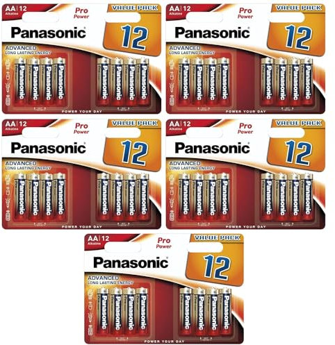 PANASONIC Confezione da 5 blister da 12 batterie alcaline Pro Power Gold AA/LR6-1,5 V