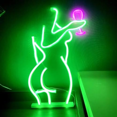 HFHungkeong Neonschild „Lady Back“ für Mädchen und Frauen, Schlafzimmer, Wohnheim, Wohnung, Wanddekoration, Neon-Licht „Lady Cheers“, Batterie- oder USB-betrieben, Neonlicht