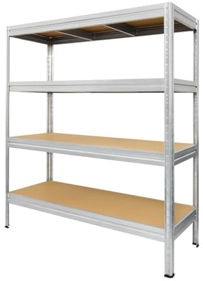 HEMMDAL Schwerlastregal | HxBxT 177 x 120 x 45 cm | Silber | 2.400 kg Tragkraft | Steckregal mit 4 Böden á 600 kg Fachlast | galvanisiertes Stahlgestell | Werkstattregal | Made in EU