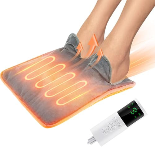 KBIBCK Fußwärmer Elektrisch, Fusswärmer Elektrisch, Elektrischer Fußsack, Elektrischer Fußwärmer mit 9 Temperaturstufen & 4 Timer, Waschbar Schnellheizendes Kissen für Fuß, Rücken und Ganzkörper