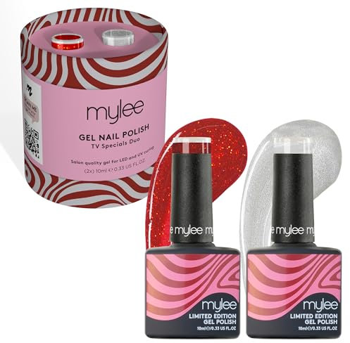 Mylee Gel-Nagellack Duo Set 2x10ml [TV Specials] - Rockin' Around Collection - UV/LED, Maniküre, Pediküre, Lang anhaltend, für professionellen Gebrauch im Salon sowie zu Hause [Weihnachten 2024]