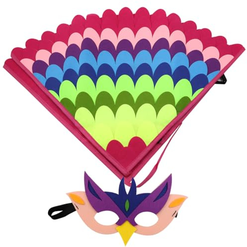 POFET Alas de Capa de pájaro de Fieltro, Conjunto de Disfraz de alas de pájaro con máscara de Ojos de Fieltro, Disfraz de Capa de Flamenco Ajustable para Fiesta temática, Halloween, Cosplay
