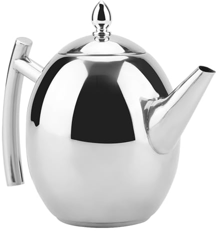 Naroote Stainless Steel Teapot, 1.5L with Infuser, Stove Top Kettle, Large Capacity, Silver