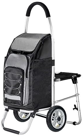 djirhkj Einkaufswagen Einkaufswagen Einkaufswagen Einkaufswagen Trolley Faltbar 55L Fassungsvermögen Aluminiumlegierung Rahmen Wasserdicht Oxford Tuch Zusammenklappbarer Einkaufswagen Eink