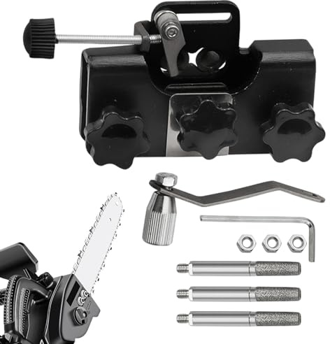 Senermter Afilador de cadena de motosierra,Kit de afilador de motosierra,Kit de plantilla para afilar motosierra con 3 puntas | Herramienta portátil para afilar cadenas con manivela para motosierras y