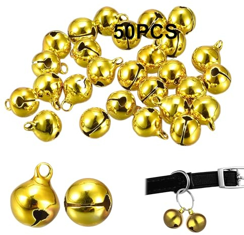 50 Cascabeles Dorados de Cobre Cascabeles Pequeños Manualidades para Perros, Decoración de Navidad