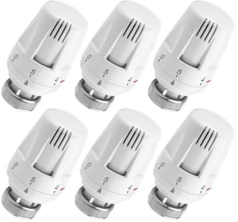 BYZESTY Heizungsthermostat Heizkörperthermostat Thermostatkopf Heizungsregler: 6 Stück Heizkörperventil M30x1,5, Heizung Thermostatkopf, Thermostatventil Heizkörper Ersatzkopf für Zuhause Büro
