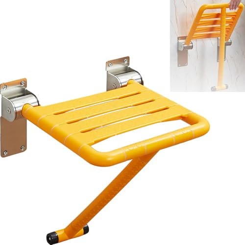 Sedile per Doccia a Parete, Sedia Da Doccia Pieghevole Antiscivolo,Sedile Per Doccia Da Parete Pieghevole,Scheletro In Acciaio Inossidabile,Piastra Sedile In ABS,Fino A 300 Kg Per Anziani E Disabili