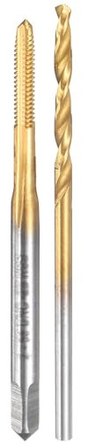 sourcing map Set di punte per trapano e rubinetto, 1 pz 2 – 56 UNC diritto flauto filettata filettata e 1 pz 1 punta elicoidale da 1,8 mm, kit di utensili per filettatura, rivestite in titanio