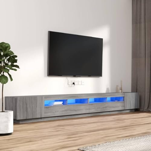 WSJHUHK Home Entertainment Centres et meubles TV, ensemble de meubles TV 3 pièces avec lumières LED en bois Sonoma gris