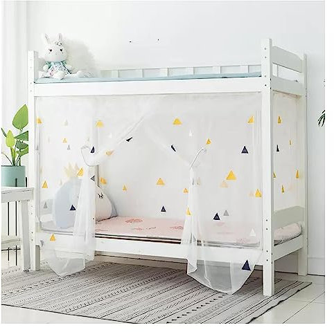 PYCJNFC Einziehbares Moskitonetzbett e Vorhanghimmel Etagenbettnetzhimmel e 4 Ecken Himmelbett e Pfostenstangen mit Vorhängen für Schlafsaal,Dreieck,1,2 * 1,95 m