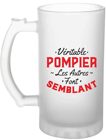 Otshirt Vière à Bière Véritable pompier les autres font semblant | Beer Glass | Idée Chope de Bière Cadeau Anniversaire Fête Original Famille Travail Départ Collègue Retraite Noël.