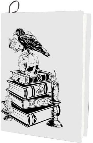 craspire Dehnbarer Buchumschlag Mit Rabenmotiv Krähenschädel Wiederverwendbar Halloween Waschbar Großer Buchschutz Aus Nylon Elastische Notizbuchumschläge Geeignet Für 9 x 11 Zoll Hardcover Bücher
