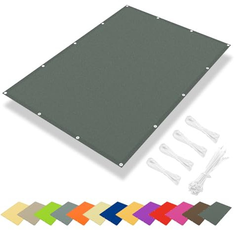 IOAOI Waterproof Sun Shade Sail 1x2M, 95% UV Block Rectangle Awning Canopy, Rectangle Shade Sails Garden Canopy with Free Rope, Square Sun Sail for Outdoor, Patio, Balcony, Pergola-Dark Grey