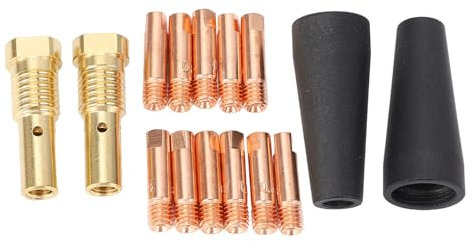 5pcs Flux Cores Gasloses Düsen -Tipps Kit für Century FC90/80GL, 0,031 Kupferspitzen & Messingdiffusoren, PTFE/Messing/Kupferkonstruktion, Kompatibel mit Forney/Ti Easy Flux
