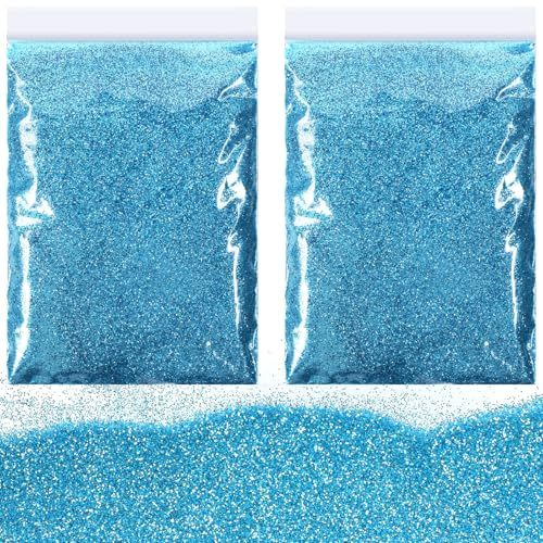 Glitzerpulver zum Basteln, 100g Glitzer zum Weihnachten Basteln Kerzen, Glitzerpulver für Nägel Gesicht DIY Epoxidharz Kartenbasteln (Blau)