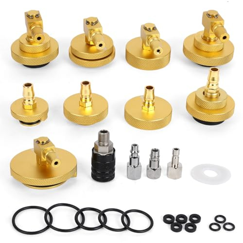 MRCARTOOL 10 Pieces car Brake Bleeder Adapter Set for F118 Master Cylinder Adapter with 9 Pieces Brake Bleeder and 1 Piece Quick Coupling, Brake System Bleeding Tool Set for All Vehicles