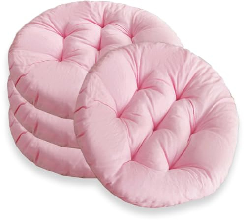 4er Set Stuhlkissen Rund 40cm,Runden Sitzkissen Gefüllte Sitzkissen, Stuhlkissen Anthrazit für Gartenstuhl,Bürostuhl,Balkonstuhl,Weiche Indoor & Outdoor Kissen Sitzpolster für Haus,Wohnzimmer (Rosa)