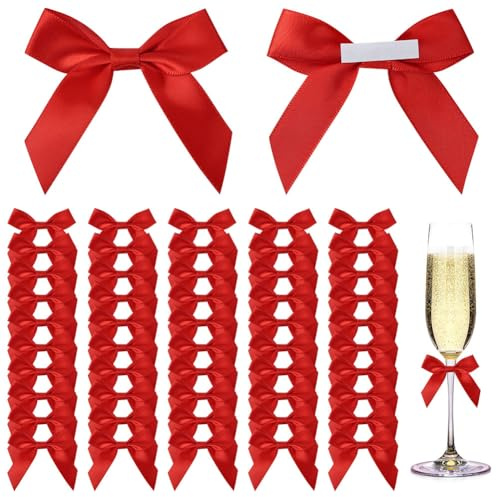 AOOSA Fiocco Decorativo, 50 Pezzi Fiocchi, 6 cm Autoadesivo Piccolo Fiocco Nastro di Raso, Fiocchetti per La Decorazione, Perfetto per Artigianato Fai da Te, Regali di Compleanno, Confezioni di Snack