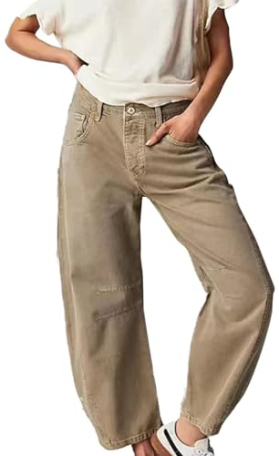 Generico Jeans Donna Larghi, Vita Alta Larghi Vintage, Pantaloni Denim a Gamba Larga Oversize Relaxed Fit con Tasche per Stile Casual Y2K